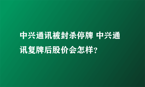 中兴通讯被封杀停牌 中兴通讯复牌后股价会怎样？