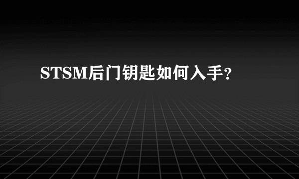 STSM后门钥匙如何入手？