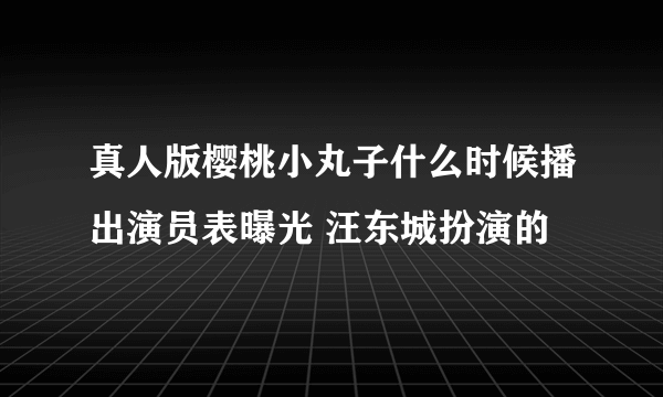 真人版樱桃小丸子什么时候播出演员表曝光 汪东城扮演的