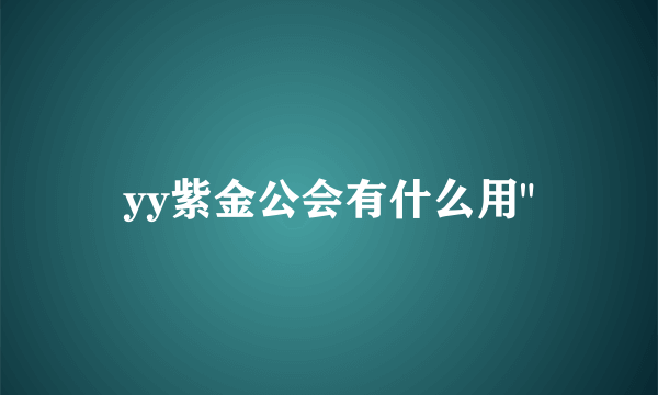 yy紫金公会有什么用