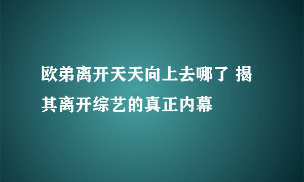 欧弟离开天天向上去哪了 揭其离开综艺的真正内幕