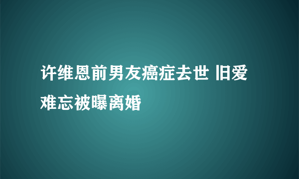 许维恩前男友癌症去世 旧爱难忘被曝离婚