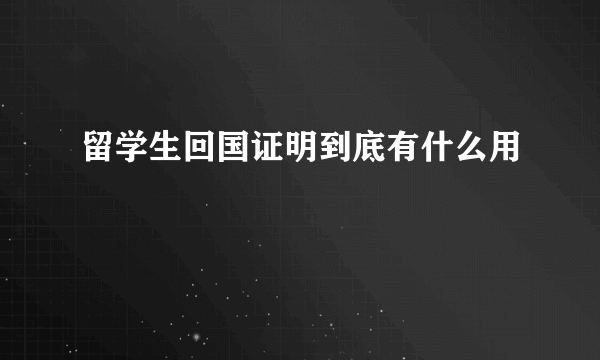 留学生回国证明到底有什么用