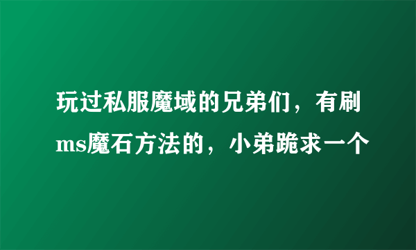 玩过私服魔域的兄弟们，有刷ms魔石方法的，小弟跪求一个