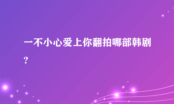 一不小心爱上你翻拍哪部韩剧？