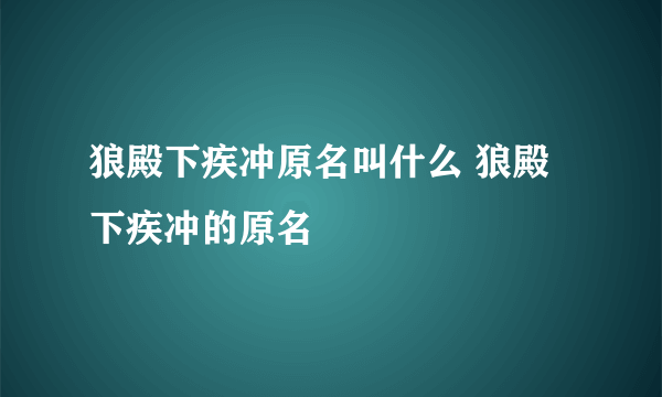 狼殿下疾冲原名叫什么 狼殿下疾冲的原名