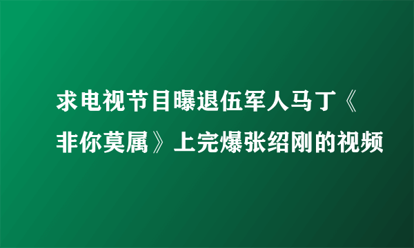 求电视节目曝退伍军人马丁《非你莫属》上完爆张绍刚的视频