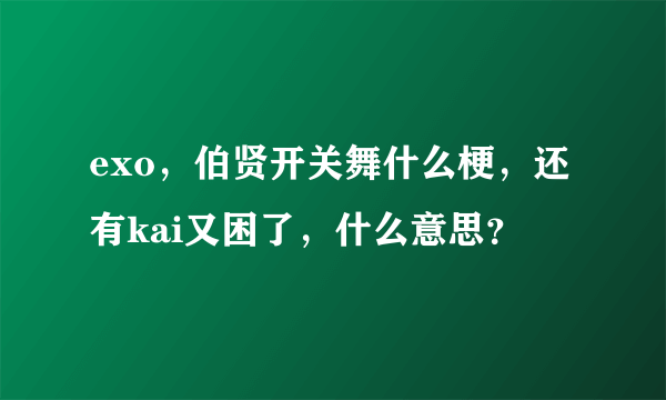 exo，伯贤开关舞什么梗，还有kai又困了，什么意思？