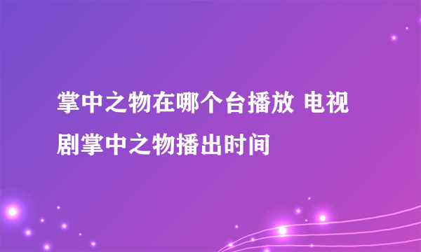 掌中之物在哪个台播放 电视剧掌中之物播出时间