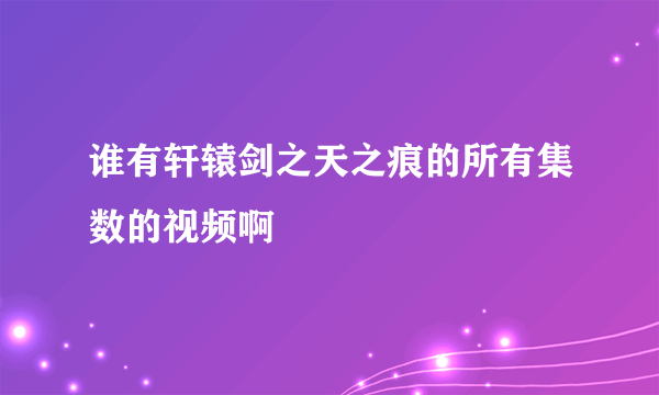 谁有轩辕剑之天之痕的所有集数的视频啊