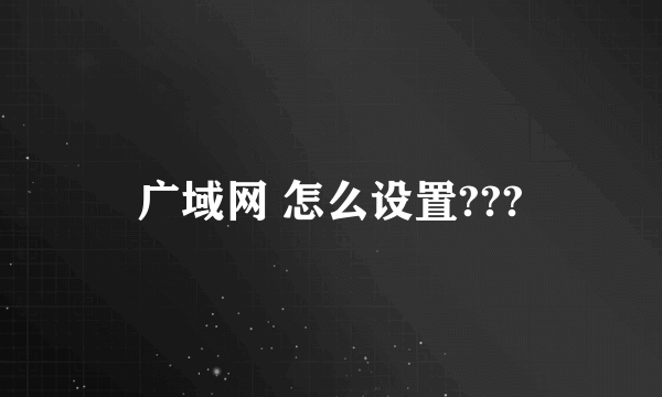 广域网 怎么设置???