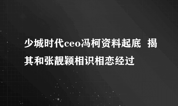 少城时代ceo冯柯资料起底  揭其和张靓颖相识相恋经过