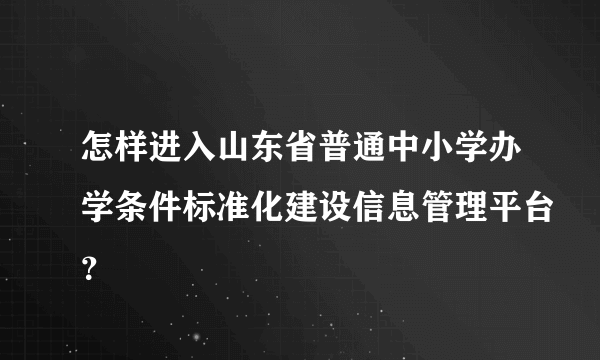 怎样进入山东省普通中小学办学条件标准化建设信息管理平台？