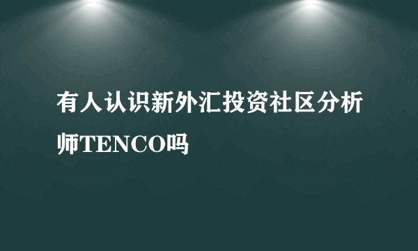 有人认识新外汇投资社区分析师TENCO吗