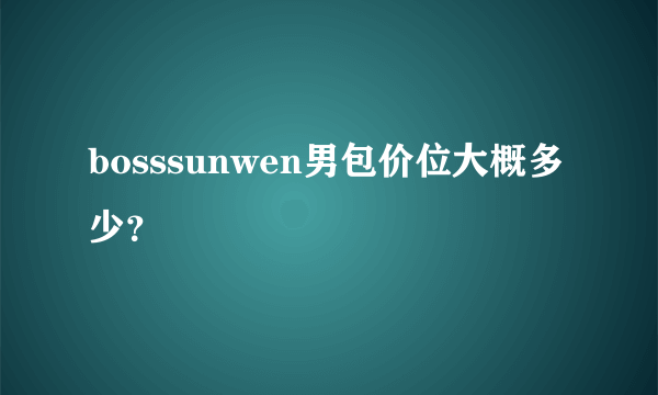 bosssunwen男包价位大概多少？