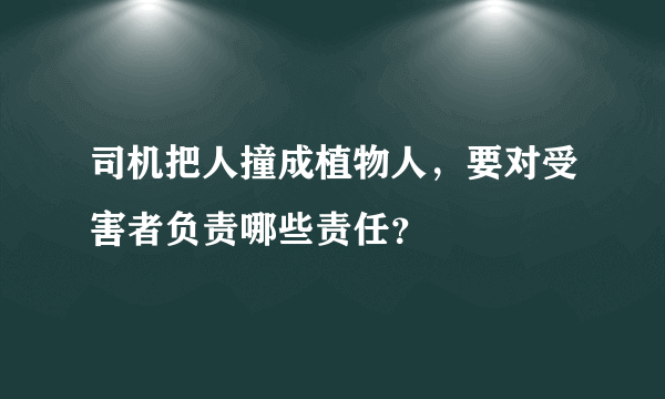 司机把人撞成植物人，要对受害者负责哪些责任？