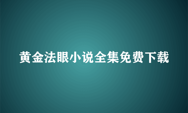 黄金法眼小说全集免费下载