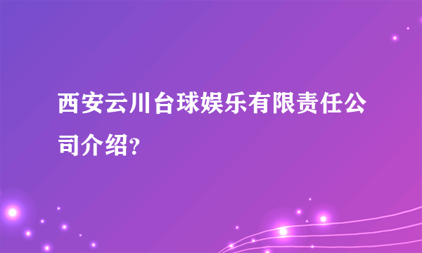 西安云川台球娱乐有限责任公司介绍？