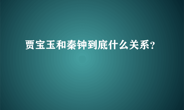 贾宝玉和秦钟到底什么关系？