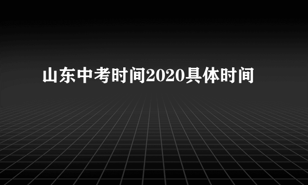 山东中考时间2020具体时间