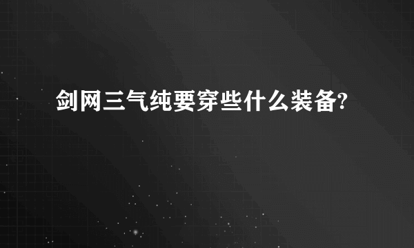 剑网三气纯要穿些什么装备?