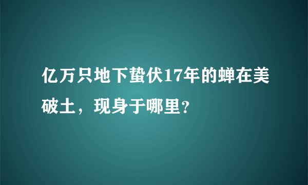 亿万只地下蛰伏17年的蝉在美破土，现身于哪里？