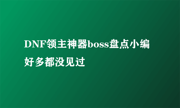 DNF领主神器boss盘点小编好多都没见过