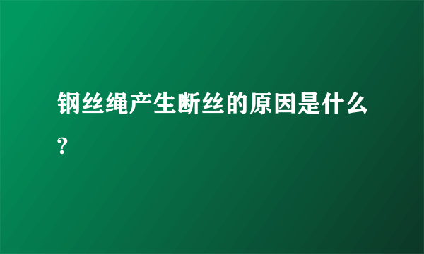 钢丝绳产生断丝的原因是什么?