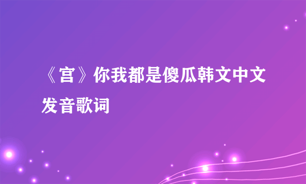 《宫》你我都是傻瓜韩文中文发音歌词