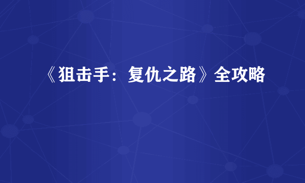 《狙击手：复仇之路》全攻略