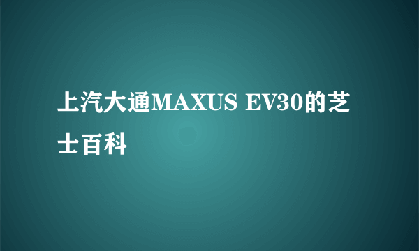 上汽大通MAXUS EV30的芝士百科