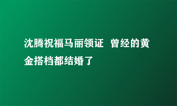 沈腾祝福马丽领证  曾经的黄金搭档都结婚了