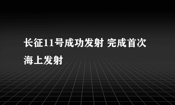 长征11号成功发射 完成首次海上发射