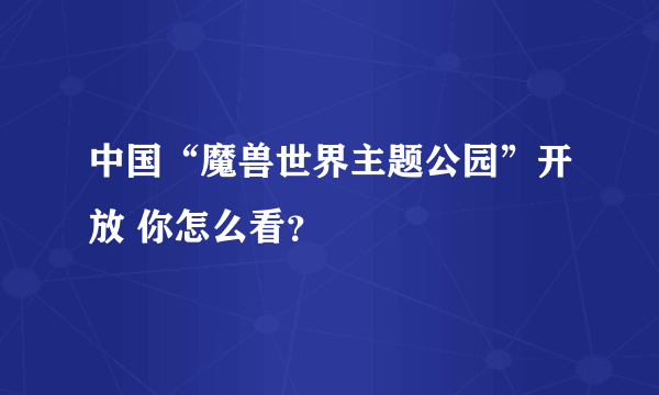 中国“魔兽世界主题公园”开放 你怎么看？