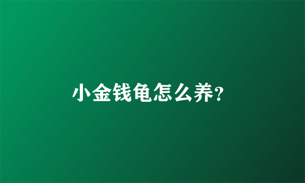 小金钱龟怎么养？