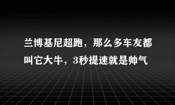 兰博基尼超跑，那么多车友都叫它大牛，3秒提速就是帅气