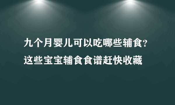 九个月婴儿可以吃哪些辅食？这些宝宝辅食食谱赶快收藏