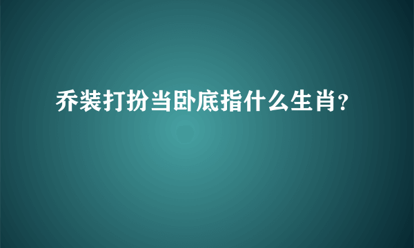 乔装打扮当卧底指什么生肖？