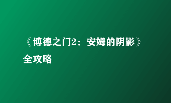 《博德之门2：安姆的阴影》全攻略