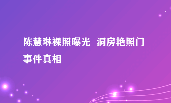 陈慧琳裸照曝光  洞房艳照门事件真相