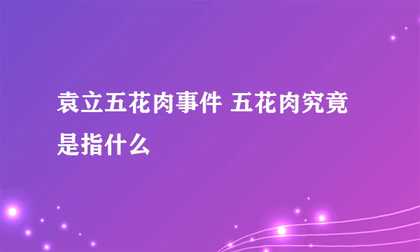 袁立五花肉事件 五花肉究竟是指什么