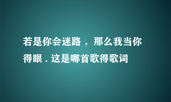 若是你会迷路 ，那么我当你得眼 . 这是哪首歌得歌词