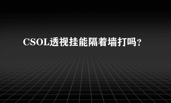 CSOL透视挂能隔着墙打吗？