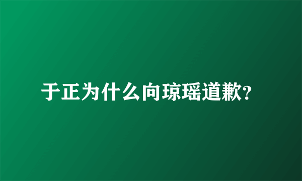 于正为什么向琼瑶道歉？