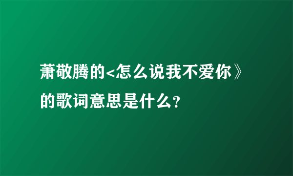 萧敬腾的<怎么说我不爱你》的歌词意思是什么？