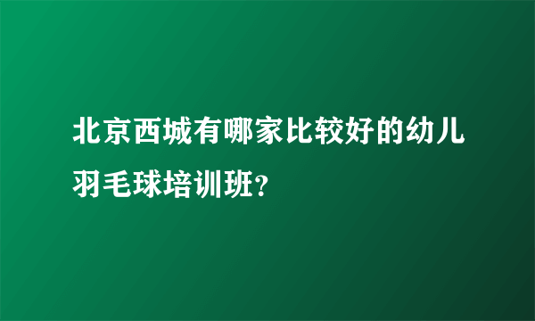 北京西城有哪家比较好的幼儿羽毛球培训班？