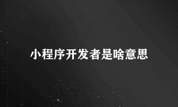 小程序开发者是啥意思