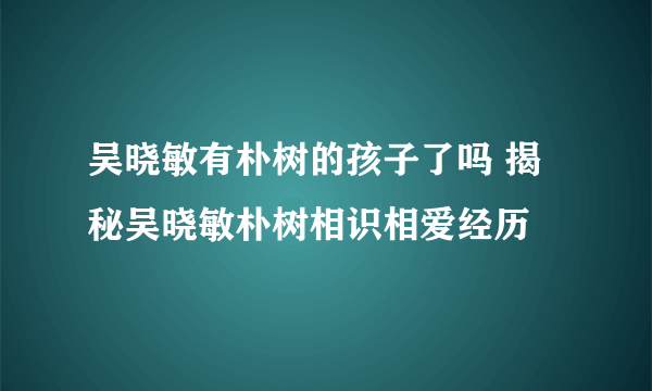 吴晓敏有朴树的孩子了吗 揭秘吴晓敏朴树相识相爱经历