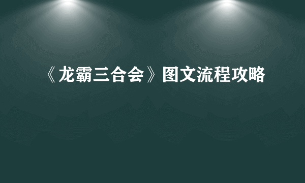 《龙霸三合会》图文流程攻略