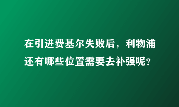 在引进费基尔失败后，利物浦还有哪些位置需要去补强呢？